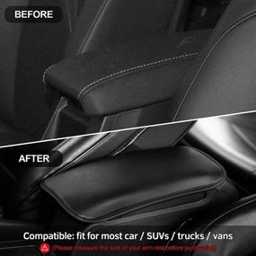 img 2 attached to 🚗 RAYIOU Center Console Cover Leather Pad - Waterproof Car Armrest Protection Pad for Car/SUVs/Truck - Black