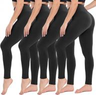 high waisted leggings for women by campsnail - soft and slimming tummy control yoga pants for workout, running - available in regular and plus sizes - pack of 4 logo