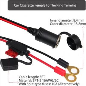 img 3 attached to KUNCAN Car Female Cigarette Lighter To O Ring Terminal Extension Cable - 12V-24V 15A 3FT Harness