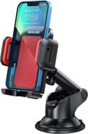 🚗 universal car phone holder mount with strong suction cup – long arm dashboard & windshield phone mount for iphone 13 12 11 pro max, galaxy note and more- red logo