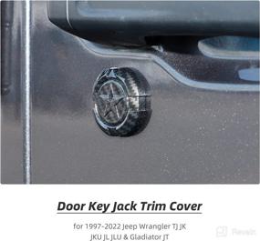 img 2 attached to 🔑 Hoolcar Carbon Fiber Door Key Jack Trim Cover for Jeep Wrangler TJ JK JKU JL JLU & Gladiator JT (1997-2022), featuring Pentagram design