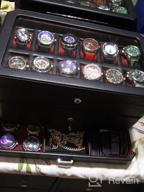 картинка 1 прикреплена к отзыву ROTHWELL 12-слотовый кожаный ящик для часов с выдвижным ящиком - 12-слотовый роскошный органайзер для хранения часов, подкладка из микровелюра, держатель мужских аксессуаров, ювелирный футляр, органайзер для ювелирных изделий (тан/коричневый) от Brian Manfre