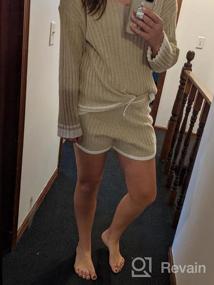 img 5 attached to Женский трикотажный спортивный костюм Fixmatti — модный комплект из свитера с длинным рукавом и шорт, создающий уют и шик