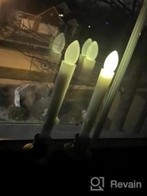 img 5 attached to Оконные свечи с дистанционными таймерами - работающие от батареи мерцающие беспламенные светодиодные электрические свечи с золотой основой 2PCS и держателем свечей конуса 2PCS на присосках для рождественских украшений