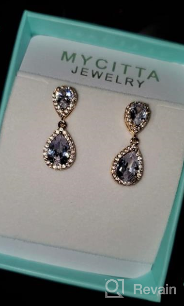 img 1 attached to 💎 Pave Teardrop Earrings: Sterling Silver Double Pear CZ Crystal Rhinestone Bridal Jewelry for Wedding review by Katrina Coniglio