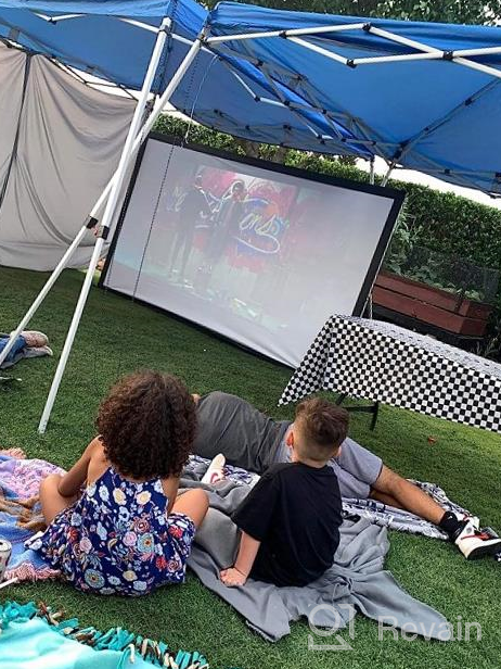 img 1 attached to JWSIT 135-Inch Outdoor Movie Screen: Upgraded 3-Layer PVC 16:9 Projection Screen & Stand Bundle - Portable Video Screen For Home Theater Or Backyard Movie Nights, With Carrying Bag Included review by Marklen Baeskens