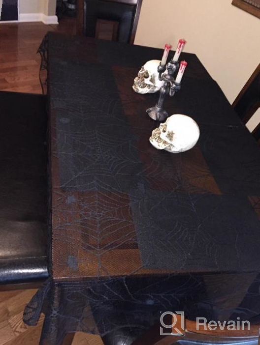 img 1 attached to Round Black Lace Spider Web Tablecloth Overlay With Mat - Perfect For Halloween, Easter And Mantle Decor (70 Inches) review by Jon Booth