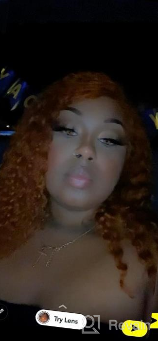 img 1 attached to Glamorous Ginger Orange Lace Front Human Hair Wig - 22 Inch Wet Wavy Style For Black Women review by Christina Wilcox