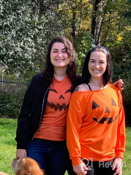 img 1 attached to Lymanchi Women Slouchy Shirts Halloween Pumpkin Long Sleeve Sweatshirts Pullover review by Fred Whitehead