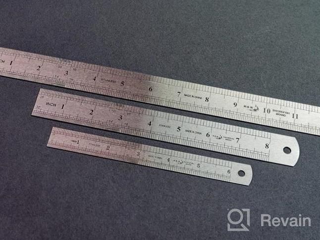 img 1 attached to Stainless Steel Metal Ruler Set Of 3 - 6 Inch, 8 Inch And 12 Inch For Home School Office Daily Use review by Andrea Taylor