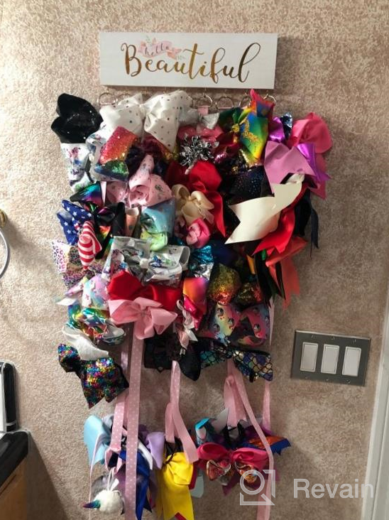 img 1 attached to QtGirl Baby Girls Hair Bow Holders 9 Pcs 3-Feet Long Bow Hanger Hair Clip Storage Organizer review by Doug Mancilla