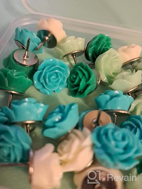 img 1 attached to Colorful Floret Push Pins - Set Of 30 Rose Flower Thumb Tacks For Wall Decor And Organization Of Photo, Feature, White, Cork, Bulletin, And Map Boards In Home Or Office review by John Hill