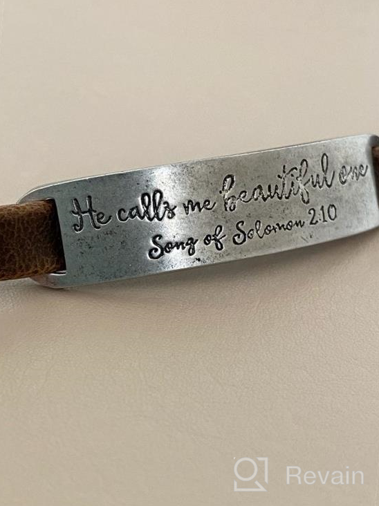 img 1 attached to Christian Engraved Leather Bracelet: Inspirational Vintage Jewelry Gift for 📿 Women, Teens – Religion, Bible Verse, Stretch Ornament – Perfect Christmas Gift review by Kendra Parker