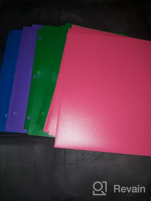 img 1 attached to 📂 Multicolor Plastic Folders with 2 Pockets, 3 Prongs, and Card Holder - 12 Pack review by Anthony Wilson