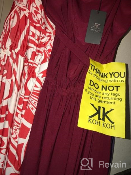 img 1 attached to Long One-Shoulder Maxi Dress With Flowy Design And Short 3/4 Sleeves - Perfect For Casual Occasions - KOH KOH Women'S Fashion review by Gabe Smith