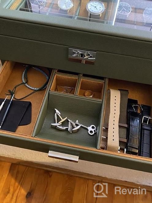 img 1 attached to Organize Your Timepieces In Style: ROTHWELL'S 10-Slot Watch Box With Valet Drawer And Microsuede Liner In Black/Grey review by Tyler Cash