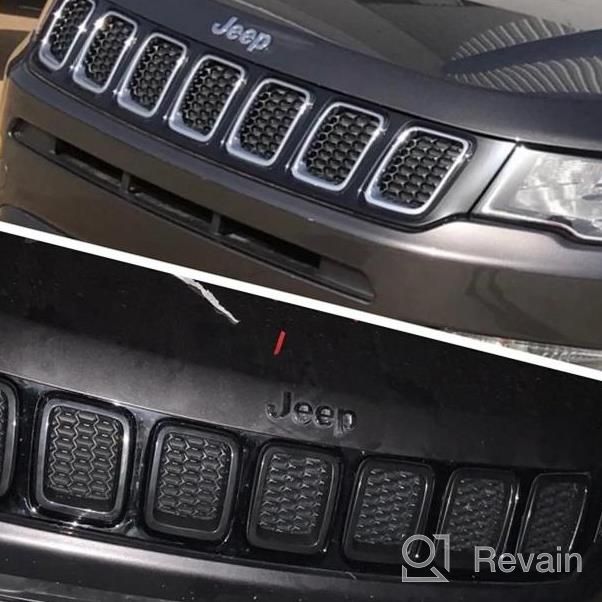 img 1 attached to XBEEK Front Grille Cover Grill Ring Inserts Frame Trims Kit For 2017-2021 Jeep Compass - Red review by Will Murphy