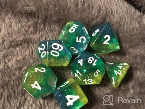 img 1 attached to UDIXI Polyhedral 7-Die D&D Dice Set - Perfect For Dungeons & Dragons, MTG, Pathfinder & Board Games (Green/Silver) review by Darrell Sharp