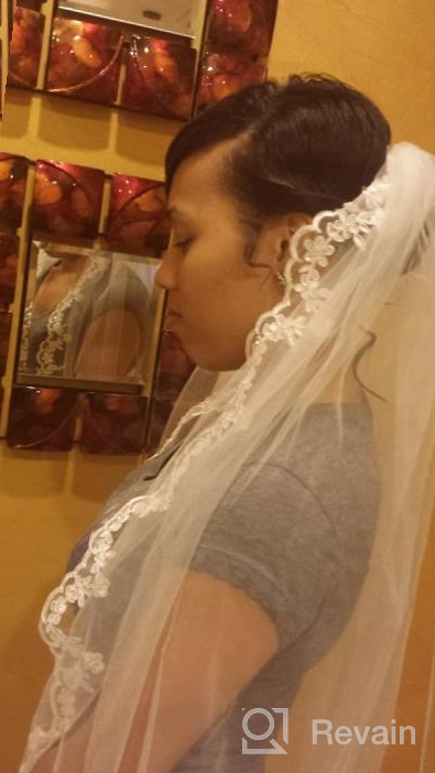 img 1 attached to 1 Tier Bridal Wedding Veil With Embroidered Crystal Beaded Lace - SAMKY review by George Bridgewater