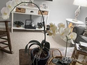 img 7 attached to Реалистичная белая орхидея U'Artlines в горшке для потрясающего домашнего декора, офисного или праздничного стола (маленький)