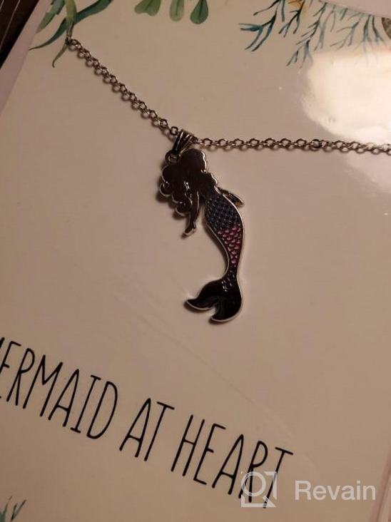 img 1 attached to Mermaid Necklace – Adorable Mermaid Gift Pendant for Women, Girls & Teens – “Mermaid at Heart” Message Card review by Joshua Vogel