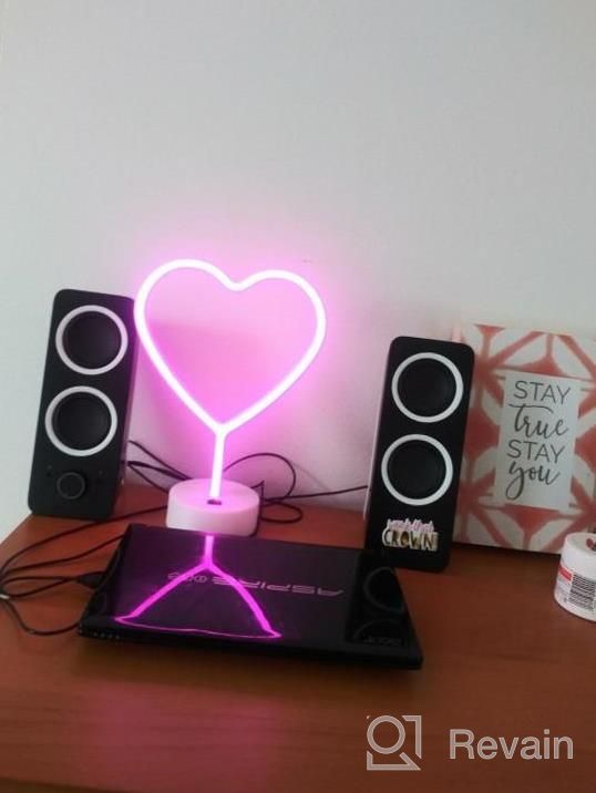 img 1 attached to Heart Shaped LED Neon Sign With Base For Room Decor And Mother'S Day Gift - Neon Heart Light Night Light For Bedroom review by Frank Dubey