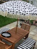 img 1 attached to AMMSUN 7Ft Outdoor Patio Umbrella With Fringe Tassels In Trendy Pink Color, UPF50+ Sun Protection, Wood-Look Steel Pole And Ribs, Easy Push-Button Tilt Function review by Hector Nito
