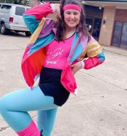 img 1 attached to 💪 Womens 80s Workout Costume with Neon Legging, Leotard, Headband, and Wristbands - Miaiulia 80s Accessories Set review by Melota Phillips