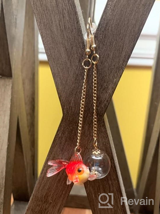 img 1 attached to DAMLENG Funny Cute Acrylic Resin Simulation Fish in Bag Dangle Earrings - Unique and Lightweight Goldfish Dangle Drop Earrings. Perfect Jewelry Gift for Girls and Women. review by Kenyatta Mack