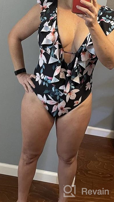 img 1 attached to V-Neck Ruffle Monokini With Padded One Piece Swimsuit For Women By SPORLIKE - Stylish Bathing Suit review by Jim Worthington