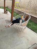 img 1 attached to Greenstell Swing Hanging Chair 330LBS/148KG Capacity, Removable & Washable Cushion, Cotton Rope Macrame Outdoor Indoor Hammock Chair With Hanging Kits - Grey review by Terra Strickland