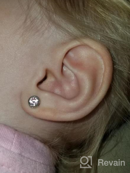 img 1 attached to 925 Sterling Silver 5mm Round Bezel-Set CZ Stud Earrings for Girls - Locking Screw Backs, Perfect for Babies, Toddlers, and Young Girls on any Occasion! review by Tyler Ramey