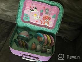 img 8 attached to Jewelkeeper Ballerina Pretend Tea Set - 15 Piece Girls Toy Tin With Carrying Case