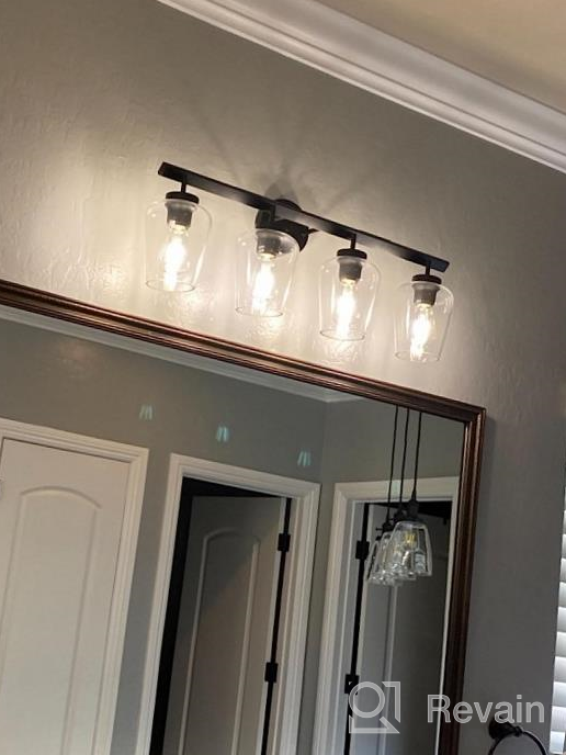 img 1 attached to Vintage Black Farmhouse Bathroom Vanity Light With Clear Glass, 3-Light Fixture, Wall Mount Sconce For Bedroom, Living Room, Hallway, And Kitchen - MWZ review by Jason Martinez