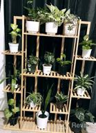 img 1 attached to Indoor Outdoor Flower Pot Rack: 9-Tier Bamboo Shelf Display Holder For 17 Potted Plants, Perfect For Patio, Garden, Balcony, Or Living Room Décor review by Christopher Tillman