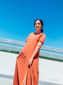 img 7 attached to Minipeach Women'S Summer Round Neck Sun Dresses Bohemian Plain Solid Ruffle Hem Maxi Dress