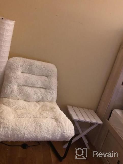 img 1 attached to Comfy & Padded Folding Dorm Chair - Perfect For Reading, Leisure & Lounging In Bedroom, Living Room Or Teen'S Den | Zenree Sherpa Seat White review by Geoff Foster