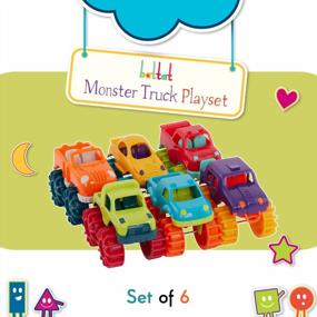 img 3 attached to Mini Monster Trucks For Toddlers - Battat Set Of 6 In Storage Bag, Ages 2+