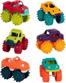 img 4 attached to Mini Monster Trucks For Toddlers - Battat Set Of 6 In Storage Bag, Ages 2+
