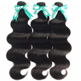 img 3 attached to Premium Brazilian Body Wave Hair Bundle With Frontal Set - 100% Unprocessed Virgin Hair, 18 20 22 Inches Bundle And 16 Inch 13X4 Lace Frontal, 150% Density Weft For Flawless Body Wave Hairstyles
