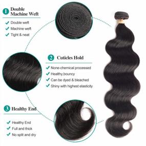 img 2 attached to Premium Brazilian Body Wave Hair Bundle With Frontal Set - 100% Unprocessed Virgin Hair, 18 20 22 Inches Bundle And 16 Inch 13X4 Lace Frontal, 150% Density Weft For Flawless Body Wave Hairstyles