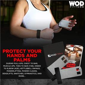 img 1 attached to Текстурированные кожаные рукоятки WODFitters для кросс-тренинга, гири, пауэрлифтинга, подтягиваний, подтягиваний, WOD и гимнастики — с чехлом для хранения рукояток