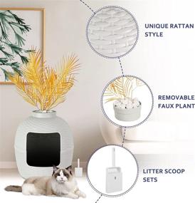 img 1 attached to FansaFurn Hidden Plant Litter Box: Stylish Rattan Enclosed Cat Litter Furniture - Grey Large Hidden Litter Box Enclosure