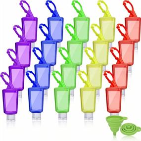 img 4 attached to Set Of 20 Clear Plastic Travel Bottles With Silicone Sleeve And Funnels - Refillable And Leakproof Squeeze Containers With Flip Caps For Liquids, 30Ml / 1Oz Size And Colorful Design