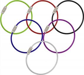 img 3 attached to 6 Pack Stainless Steel Cable Keychains For Luggage & ID Tag Keepers - Multicolor