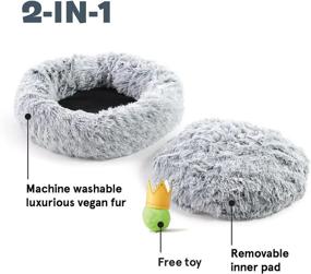 img 2 attached to Barkbox 2-In-1 Memory Foam Donut Bed For Dogs And Cats With Calming Orthopedic Joint Relief, Waterproof Lining, And Bonus Toy