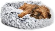 barkbox 2-in-1 memory foam donut bed for dogs and cats with calming orthopedic joint relief, waterproof lining, and bonus toy logo
