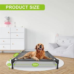 img 3 attached to 🐶 GOLOPET Elevated Dog Bed 32x25x8in: Portable Indoor & Outdoor Pet Hammock with Non-Slip Feet and Breathable Mesh