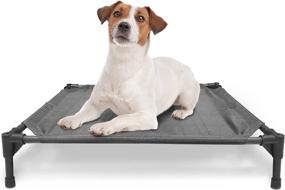 img 4 attached to 🐶 GOLOPET Elevated Dog Bed 32x25x8in: Portable Indoor & Outdoor Pet Hammock with Non-Slip Feet and Breathable Mesh