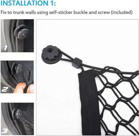 img 1 attached to 🚚 Universal Heavy Duty Cargo Net for Pickup Truck SUV - 43 x 23 Inch, Adjustable Elastic Storage Organizer Mesh Net with Hooks by MICTUNING